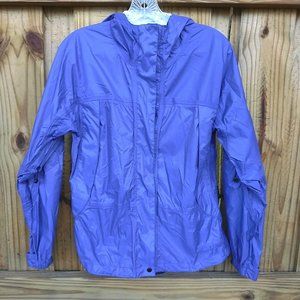 LL Bean Blue Hooded Raincoat Lightweight Outdoor Jacket Misses Small 9 AB46